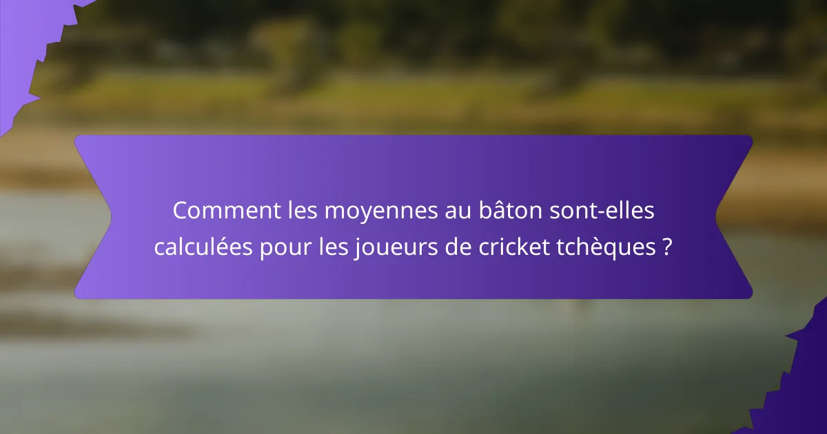 Comment les moyennes au bâton sont-elles calculées pour les joueurs de cricket tchèques ?