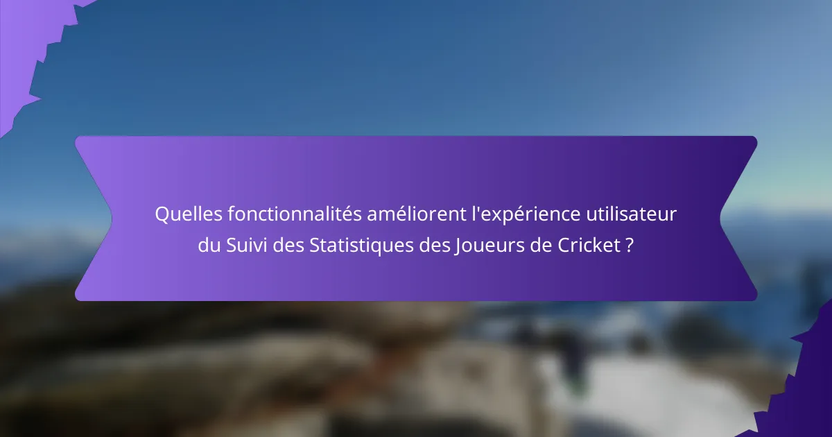 Quelles fonctionnalités améliorent l'expérience utilisateur du Suivi des Statistiques des Joueurs de Cricket ?