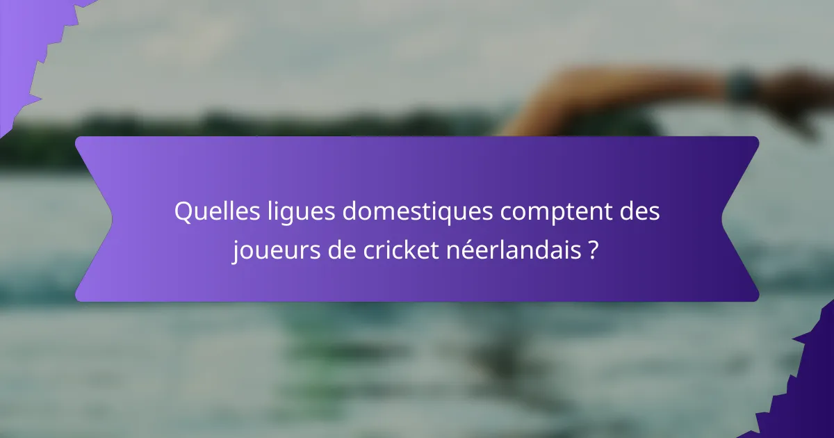 Quelles ligues domestiques comptent des joueurs de cricket néerlandais ?